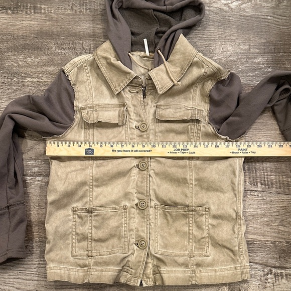 Women's Free People Medium Knitted Hood Twill Jacket - Picture 7 of 9